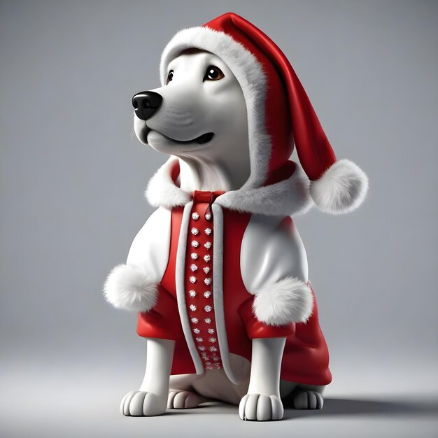 PSD dessin animé 3d portrait de chien en vêtements de noël arrière-plan transparent