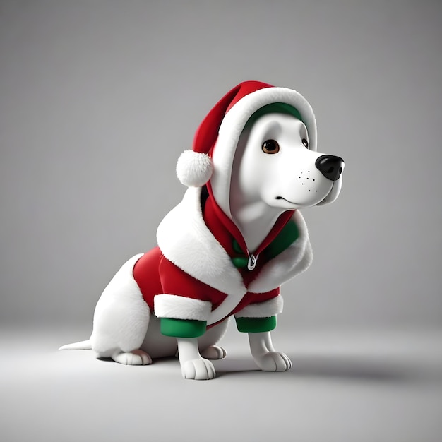 PSD dessin animé 3d portrait de chien en vêtements de noël arrière-plan transparent