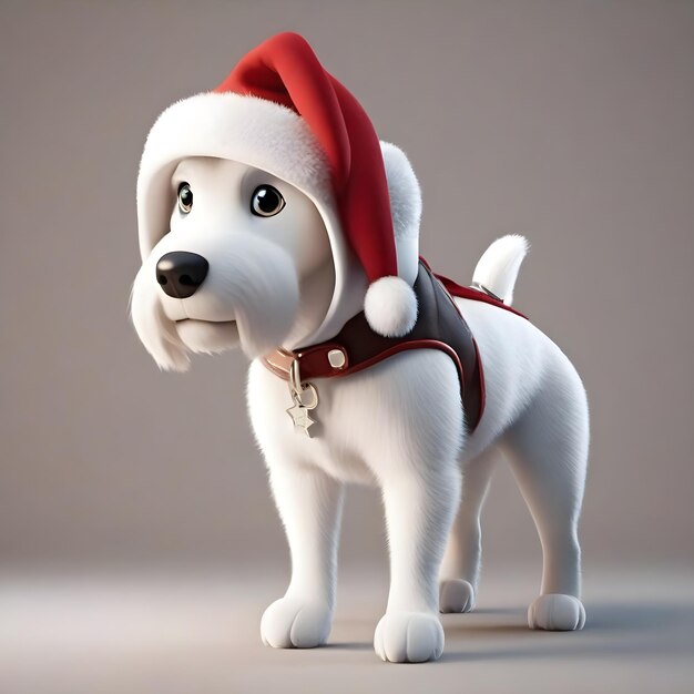 PSD dessin animé 3d portrait de chien en vêtements de noël arrière-plan transparent