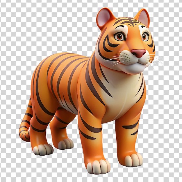 PSD dessin animé en 3d tigre sur fond transparent