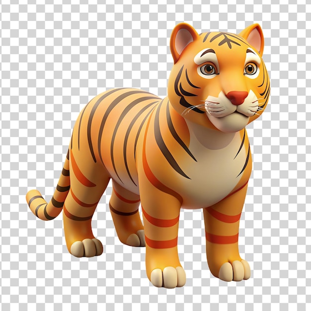 PSD dessin animé en 3d tigre sur fond transparent