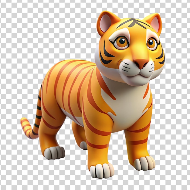 PSD dessin animé en 3d tigre sur fond transparent