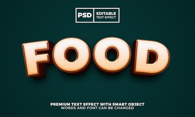 Dessin Animé Alimentaire 3d Effet De Texte Modifiable Psd Premium