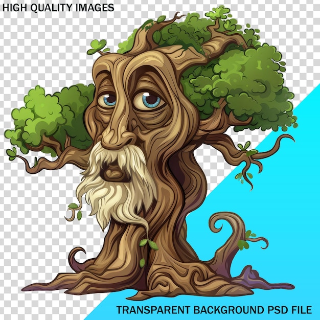 PSD un dessin animé d'un arbre avec une barbe et une barbe