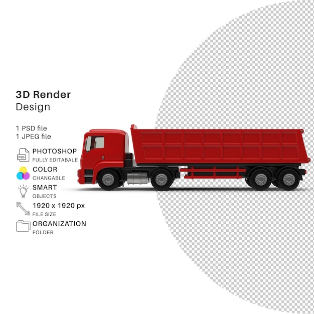 PSD dessin animé camion modélisation 3d fichier psd jouets réalistes pour enfants