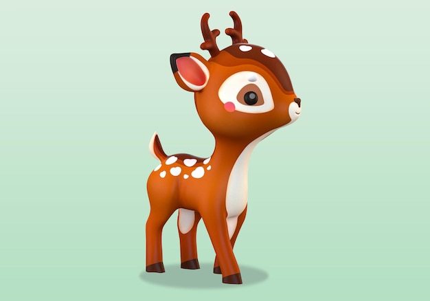 Un dessin animé d'un cerf avec un fond vert.