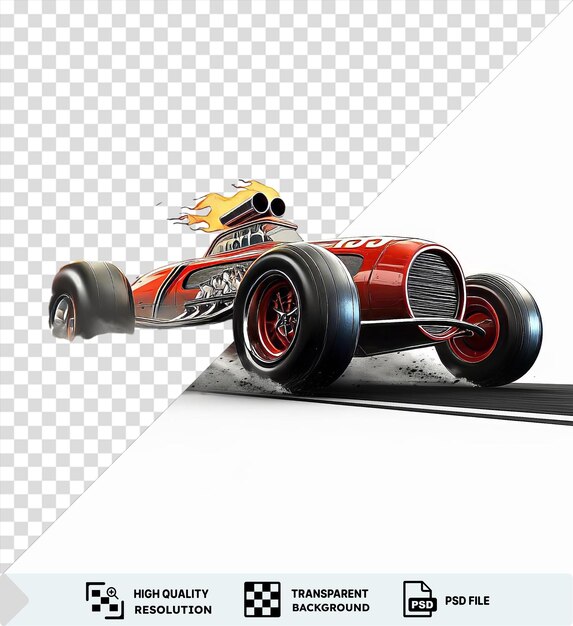 PSD un dessin animé de drag racer en 3d qui accélère pour un sprint d'un quart de mile.