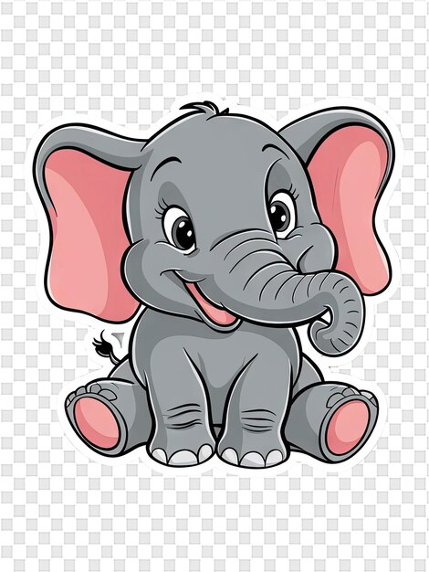 PSD un dessin animé d'un éléphant avec un papillon sur sa tête