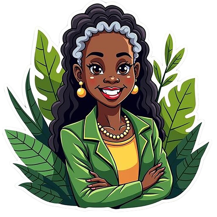 PSD un dessin animé d'une femme avec les bras croisés