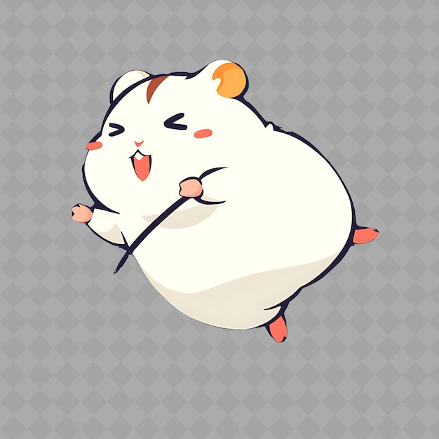 PSD un dessin animé d'un hamster avec un crayon sur son visage