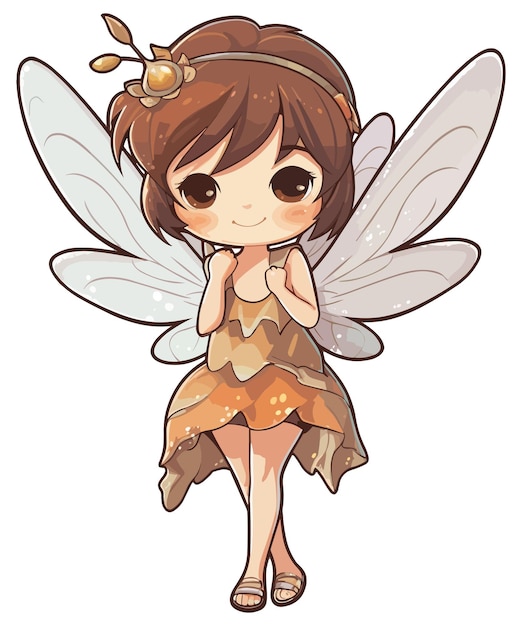 Un dessin animé d'une jolie fée avec une abeille sur ses ailes.