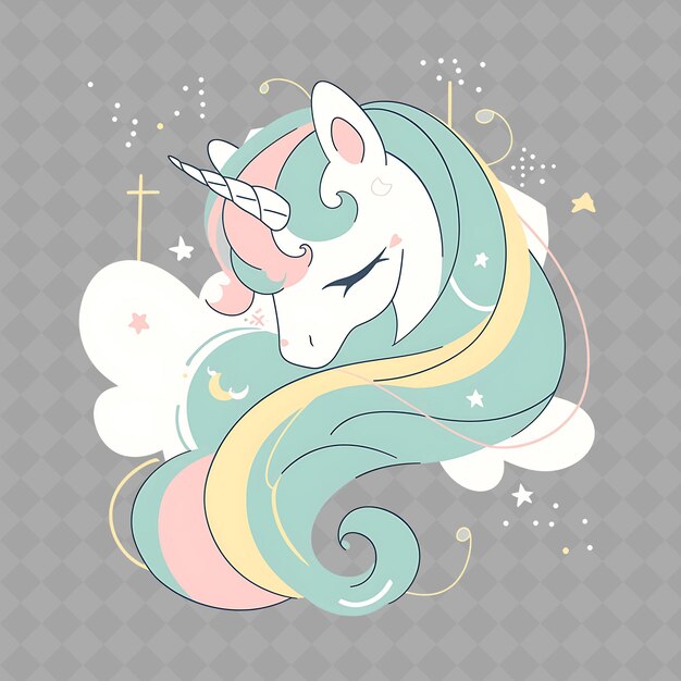 PSD un dessin animé d'une licorne avec un arc-en-ciel dessus