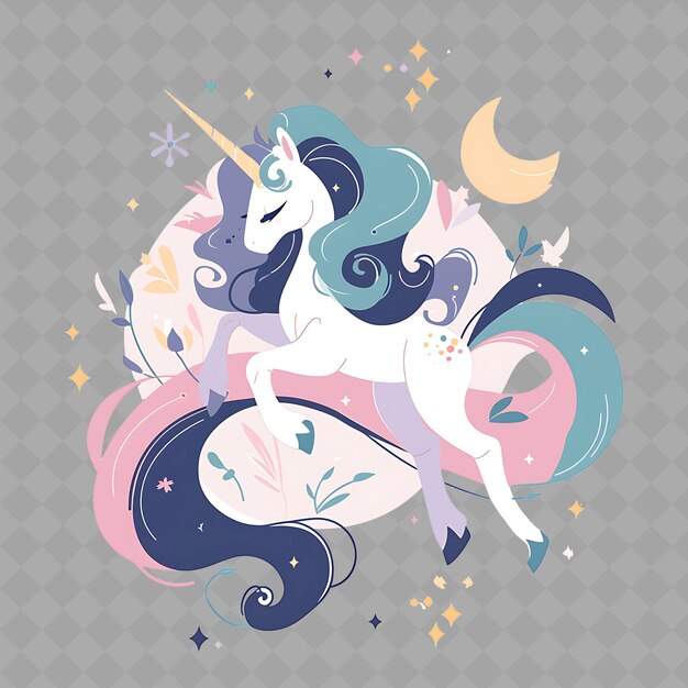 PSD un dessin animé d'une licorne avec les mots licorne dessus