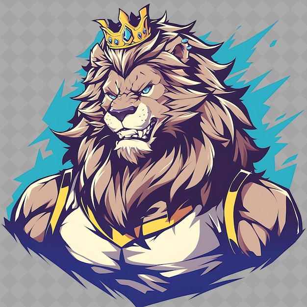 PSD un dessin animé d'un lion avec une couronne sur la tête