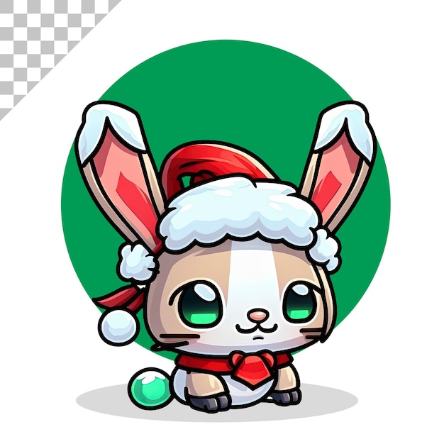 PSD dessin animé mignon lapin de noël