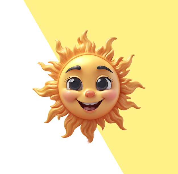 PSD dessin animé mignon soleil heureux 3d