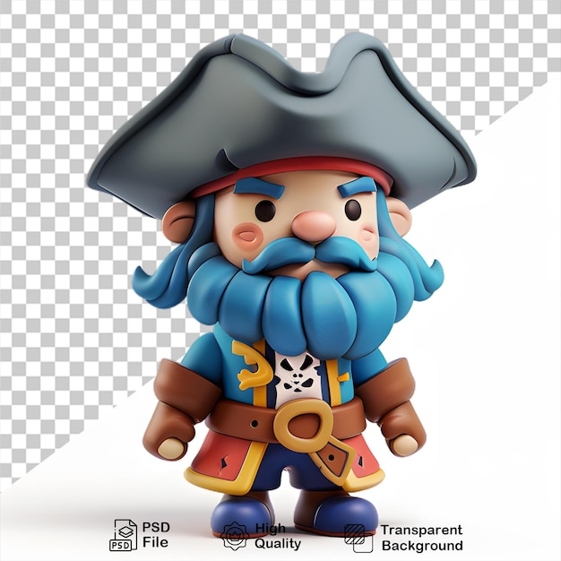 Un Dessin Animé D'un Pirate Avec Un Chapeau Et Un Chopeau De Pirate Isolé Sur Un Fond Transparent