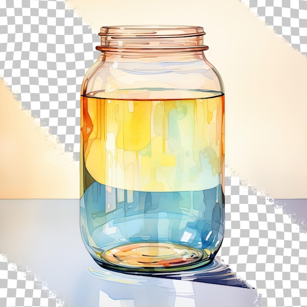 PSD dessin à l'aquarelle vase de verre sur un fond transparent