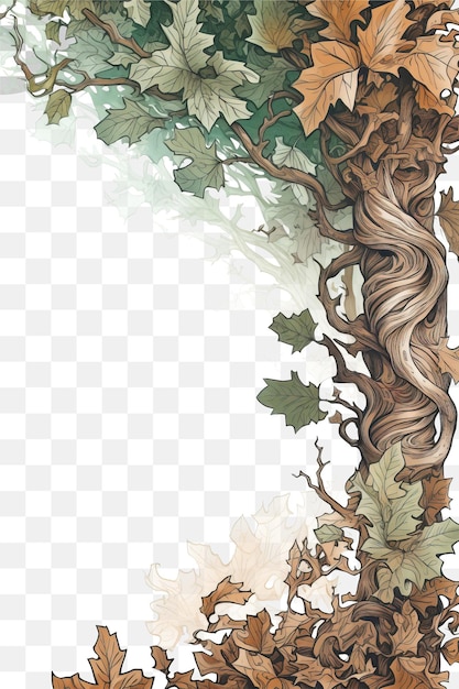 PSD dessin d'arbre et de feuilles sur fond transparent illustration de livre