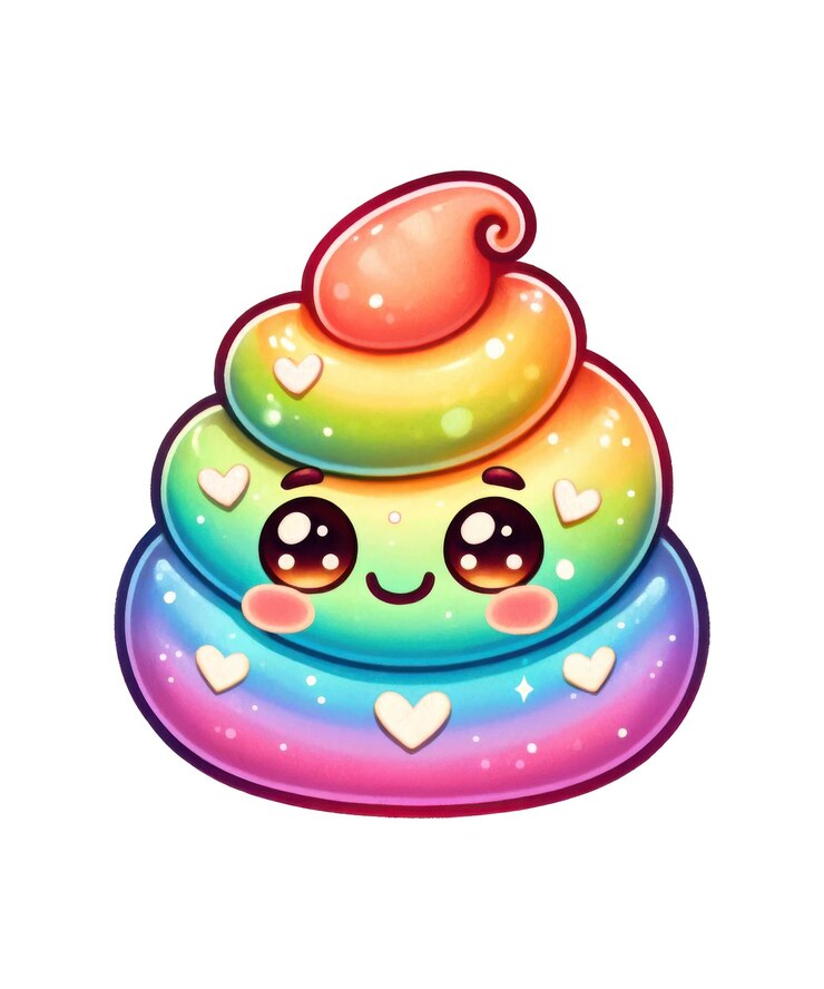 PSD un dessin d'un arc-en-ciel avec des cœurs dessus