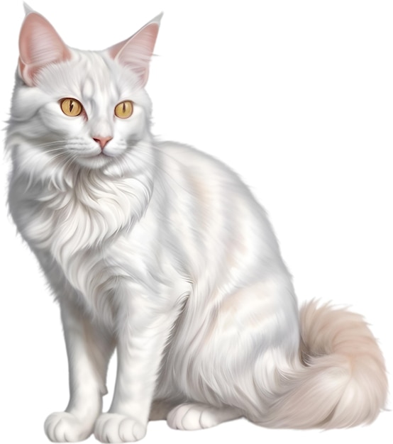 PSD dessin au crayon de couleur d'un chat angora turc