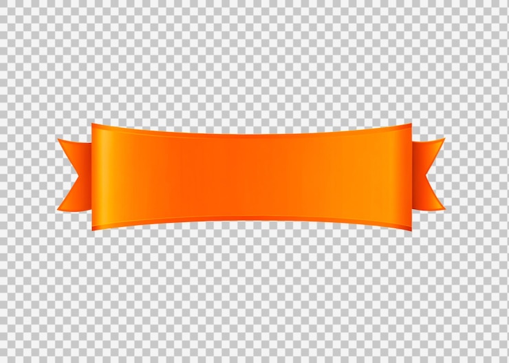 PSD dessin de bannière orange isolé sur un fond transparent