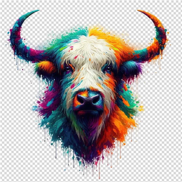PSD un dessin d'un bison avec un fond coloré