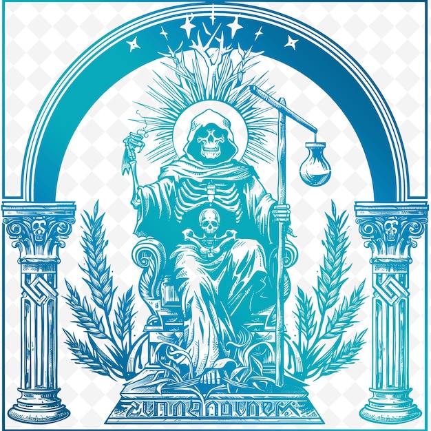 PSD un dessin bleu et blanc d'un jésus avec une croix dessus