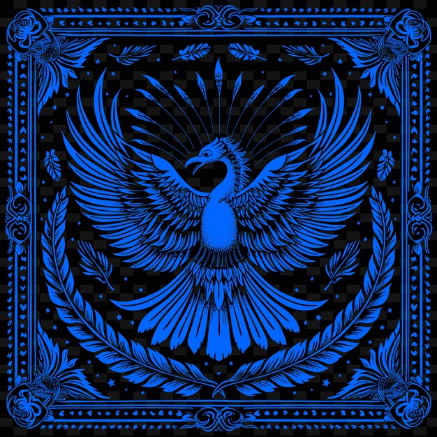 PSD un dessin bleu et noir avec un oiseau dessus