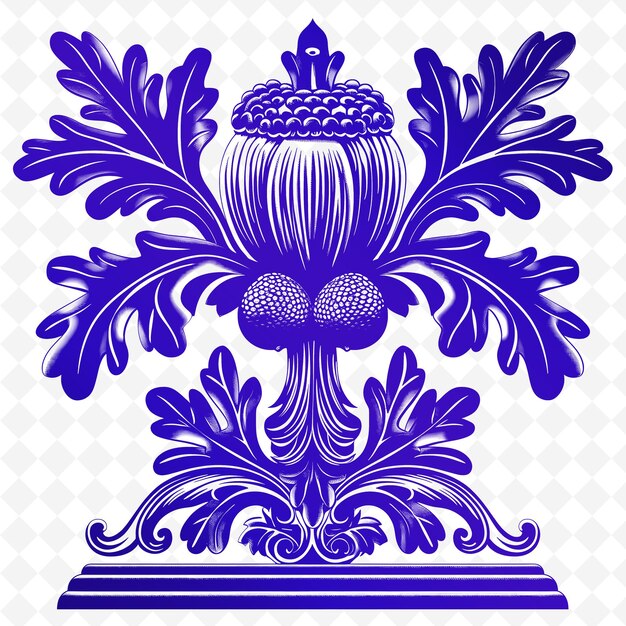 PSD un dessin bleu et violet d'une couronne est montré sur un piédestal