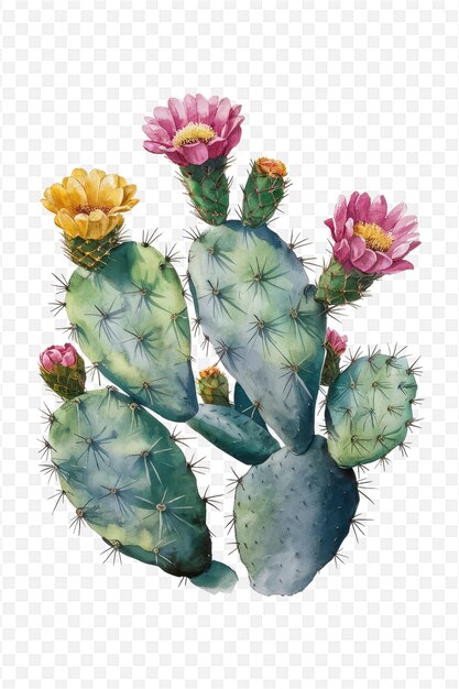un dessin d'un cactus avec des fleurs et une image de fleurs