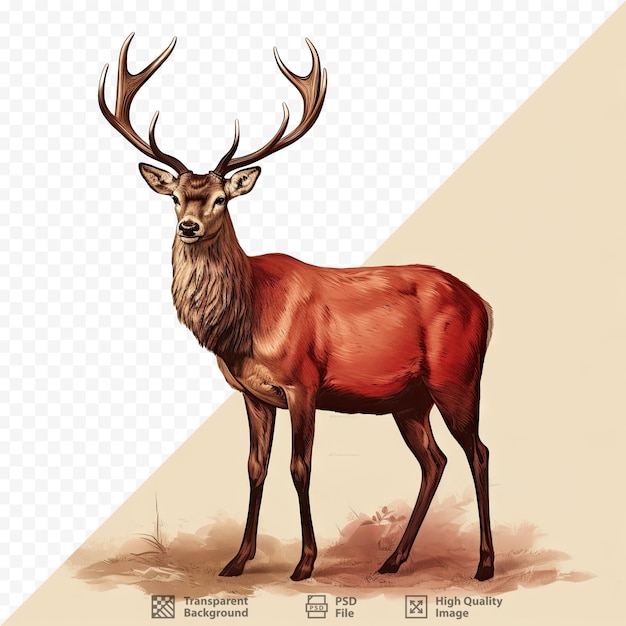 PSD un dessin d'un cerf avec des bois dessus