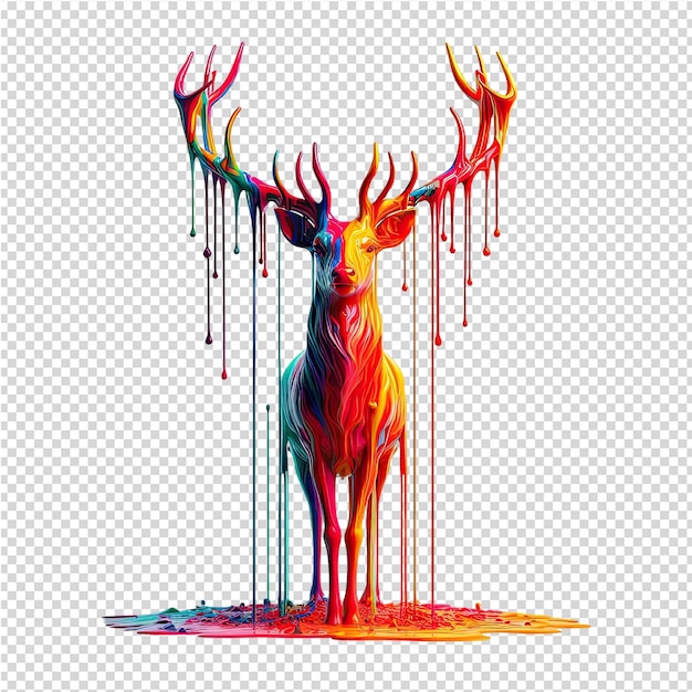 PSD un dessin d'un cerf avec les couleurs rouge et orange dessus