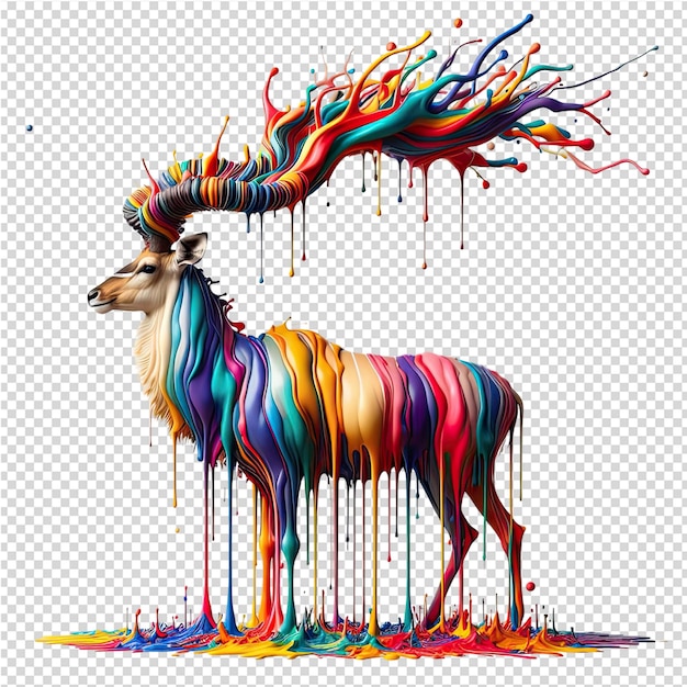 PSD un dessin d'un cerf avec un fond coloré