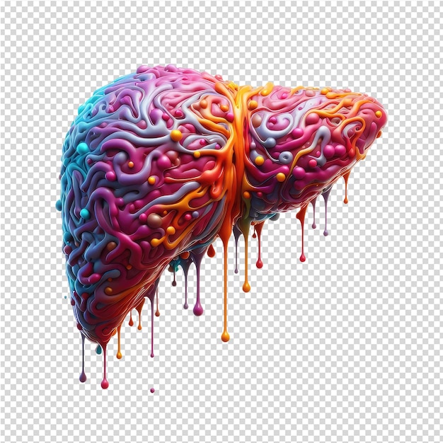 PSD un dessin d'un cerveau avec de la peinture colorée dessus