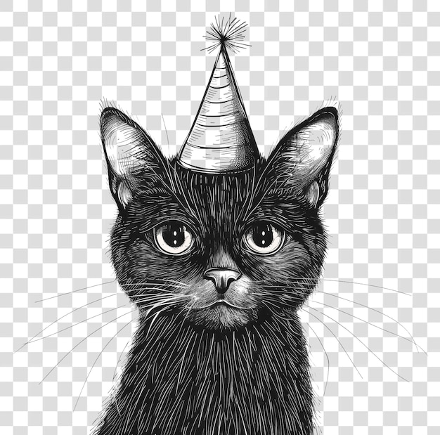 Dessin de chapeau d'art de chat dessiné à la main