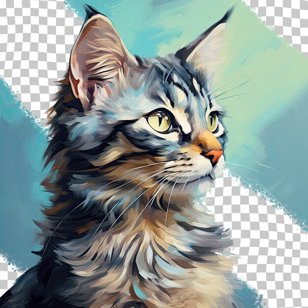 PSD un dessin d'un chat avec des yeux jaunes et un fond bleu.