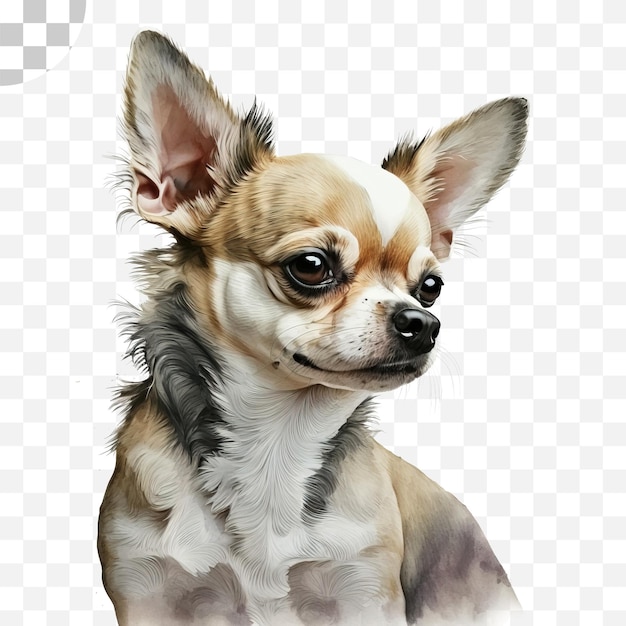 PSD un dessin d'un chien qui est un chihuahua avec un gros œil rond.