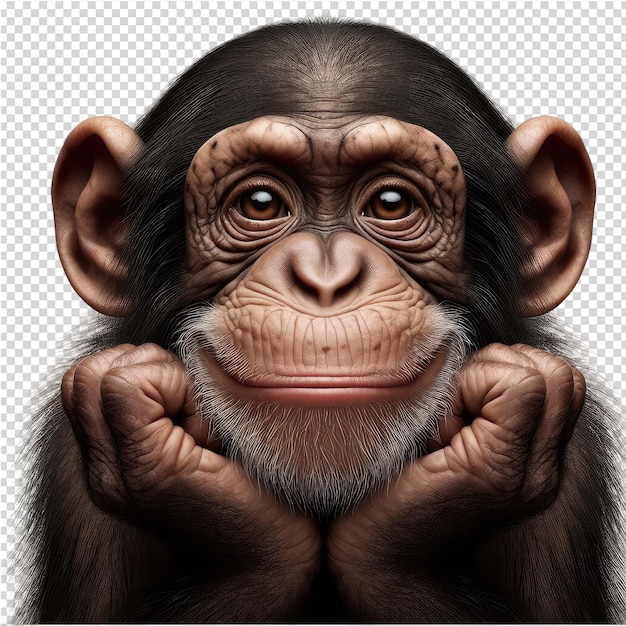 PSD un dessin d'un chimpanzé avec un sourire sur le visage