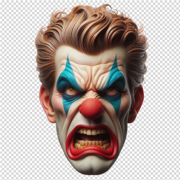 PSD un dessin d'un clown avec un visage bleu et les mots clown dessus