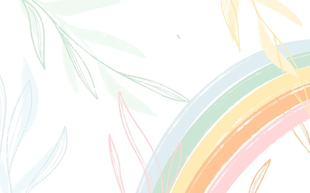 un dessin coloré avec des plantes et un arc-en-ciel