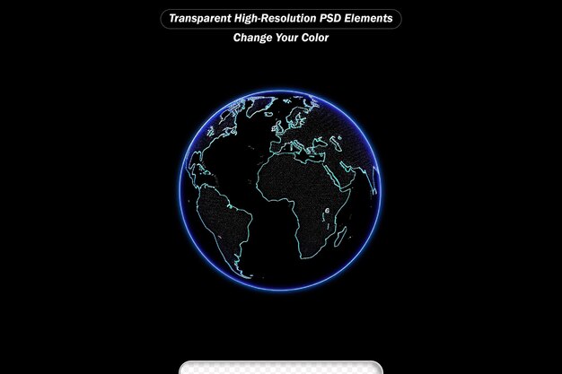 PSD un dessin continu en une seule ligne de la planète terre icône de lueur de néon