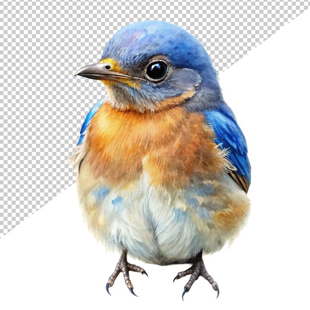 PSD dessin en couleur d'eau d'un oiseau adorable sur un fond transparent