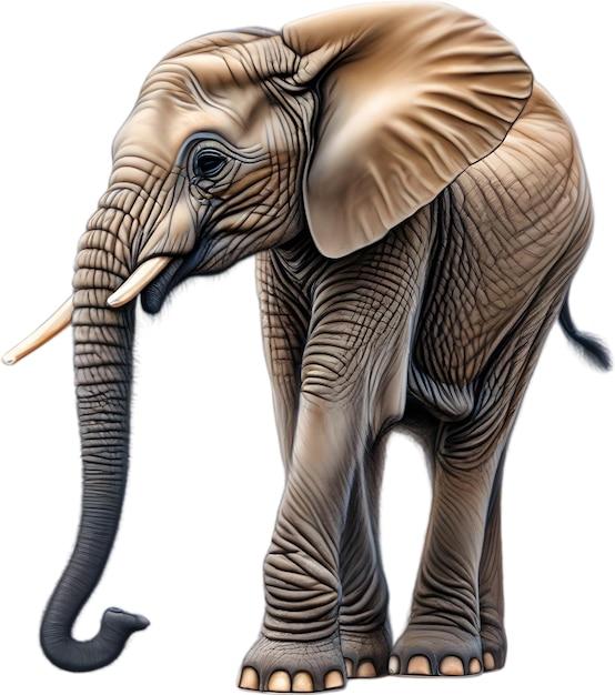 PSD dessin à crayon de couleur d'un éléphant africain