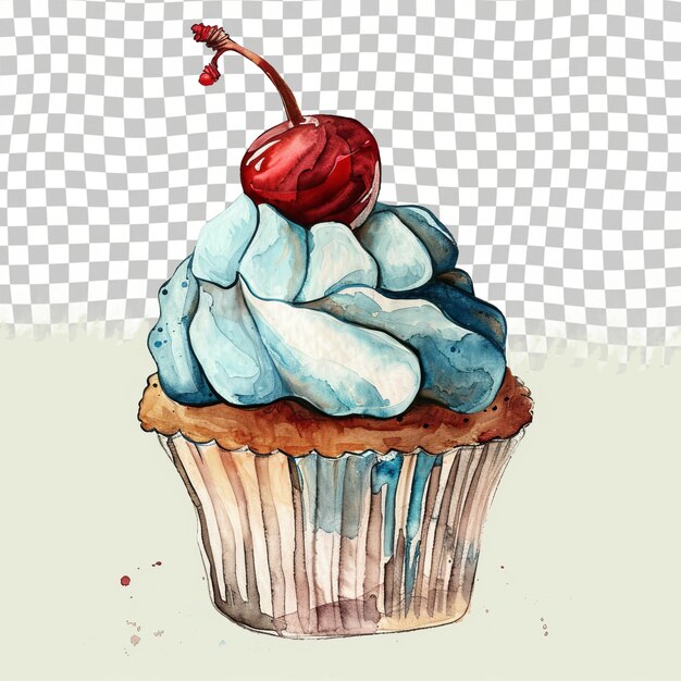 PSD un dessin d'un cupcake avec une cerise sur le dessus