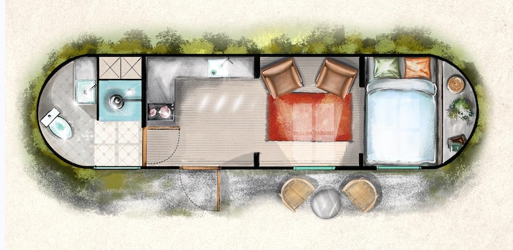 PSD dessin du plan d'étage d'une petite maison