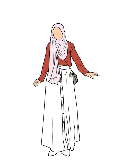 un dessin d'une femme avec un foulard sur la tête illustration de fille hijab