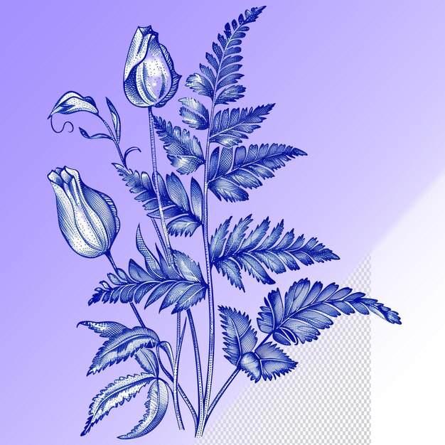 PSD un dessin d'une fleur avec le mot tulipes dessus