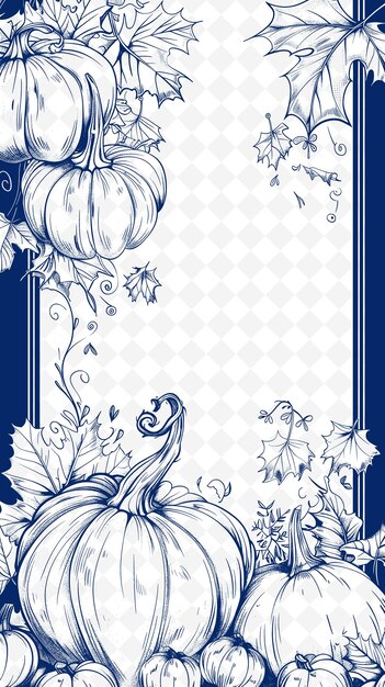 PSD un dessin floral bleu et blanc avec une bordure florale bleue et des fleurs blanches