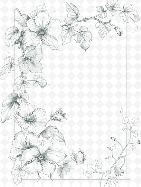 PSD un dessin floral avec une bordure qui dit fleurs